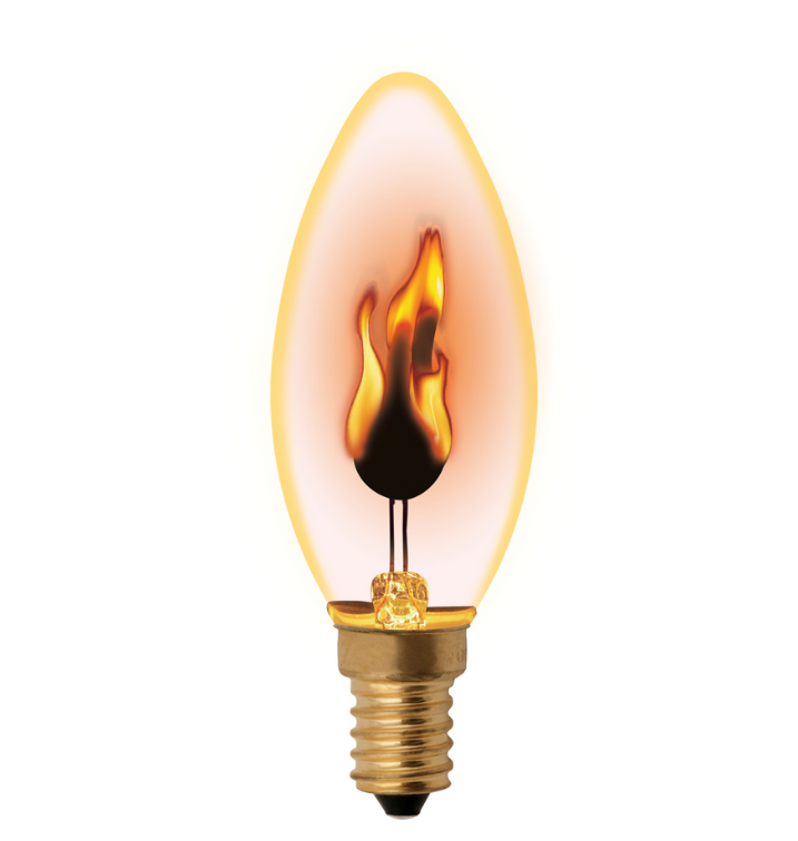 Стандартная лампа накаливания  Uniel  C35  3Вт  RED-FLAME  E14  "эффект пламени" прозрачная
