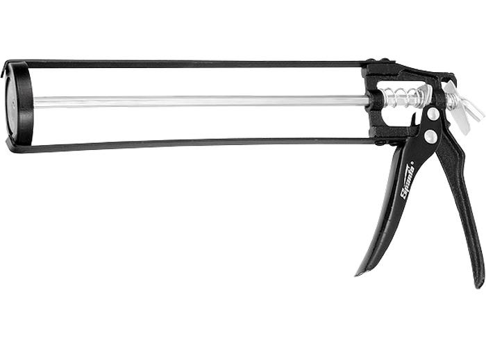Пистолет для герметика SPARTA, 310 мл, "скелетный" усиленный с фиксатором, 6-гранный шток 7 мм
