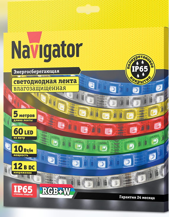 Navigator Лента  IP65  12V   10Вт/м  RGB  14 468 NLS-5050RGBW60-10-IP65-12V (кратно 5)