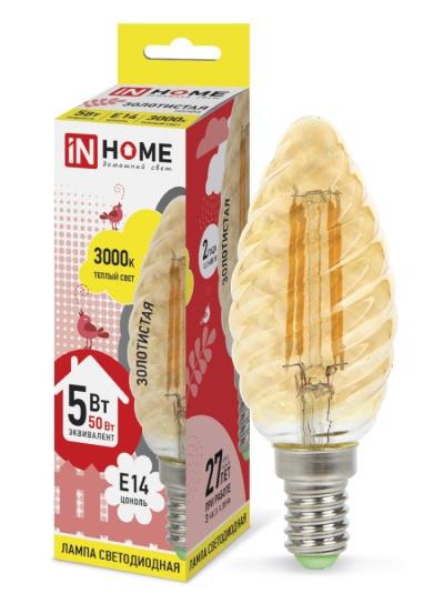 Светодиодная лампа  IN HOME  С35  5Вт  230В  3000К  Е14  филамент.
