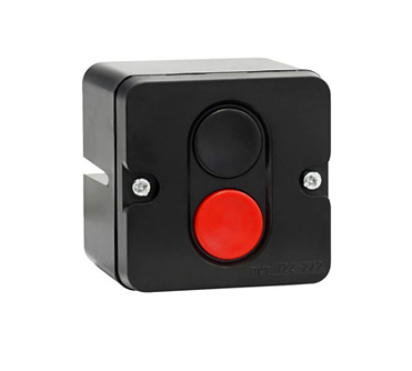 Пост управления кнопочный ПКЕ 212-2 У3, 10А, 660В, 2 элемента, чёрный и красный цилиндр, накладной, IP40,